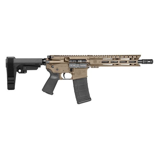 Diamondback AR-15 pistol with FDE Cerakote finish and SBA3.
